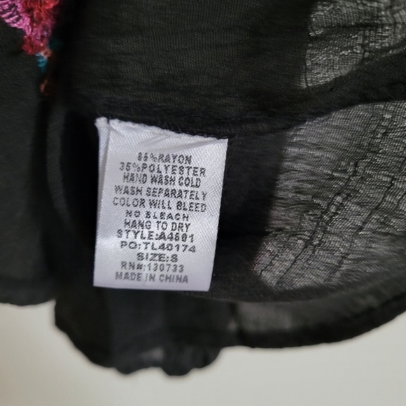 UMGEE Floral Embroidered Gauze Cotton Cold Sleeve Sheer Blouse Top S - Picture 9 of 9